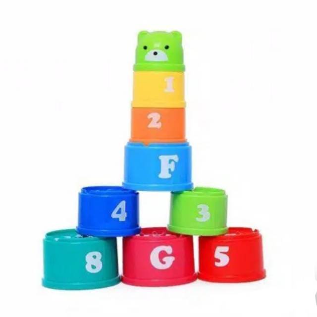 Stacking cup gelas susun anak mainan edukasi education play activity kids child stack baby toodler