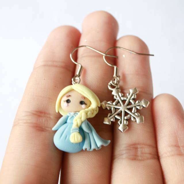 Anting Elsa Frozen Giwang Anak Handmade Clay Korea Disney Princess Shopee Indonesia