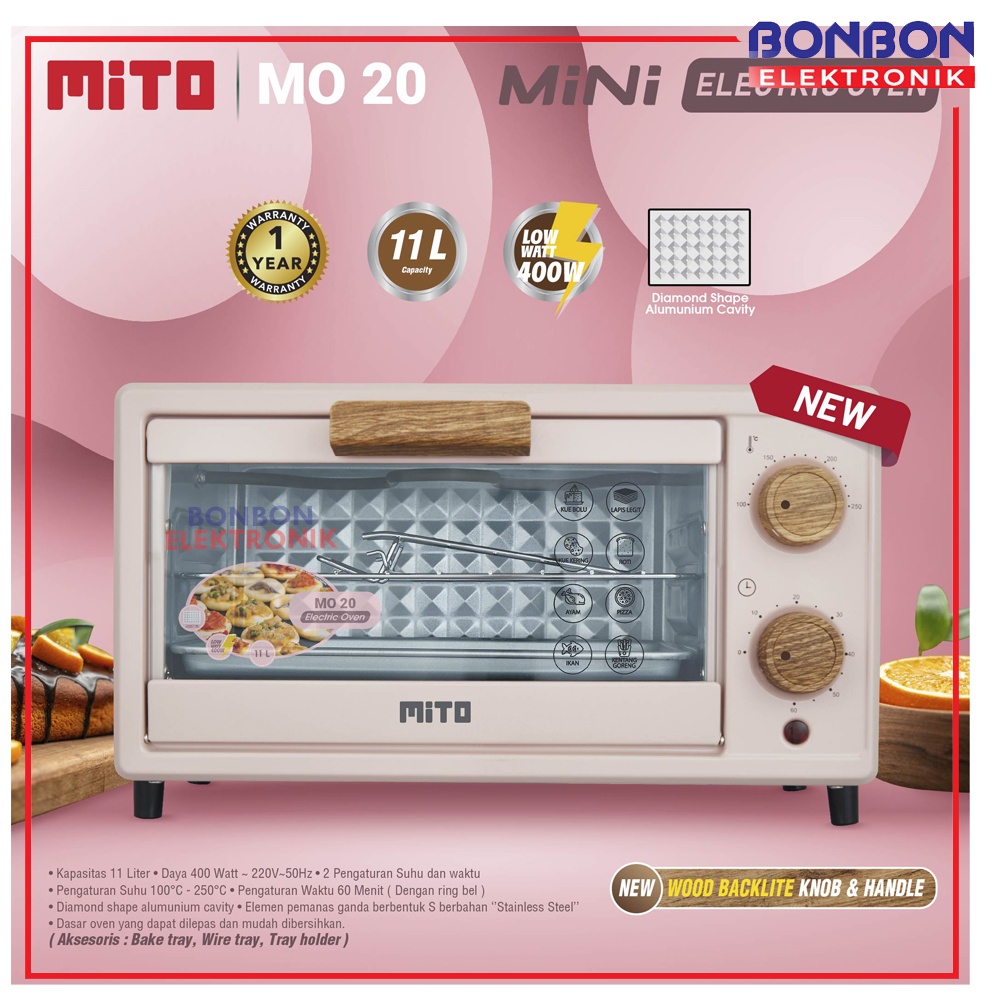 Mito Oven Listrik Mini MO 20 WOOD SERIES 11L / MO-20 WOOD