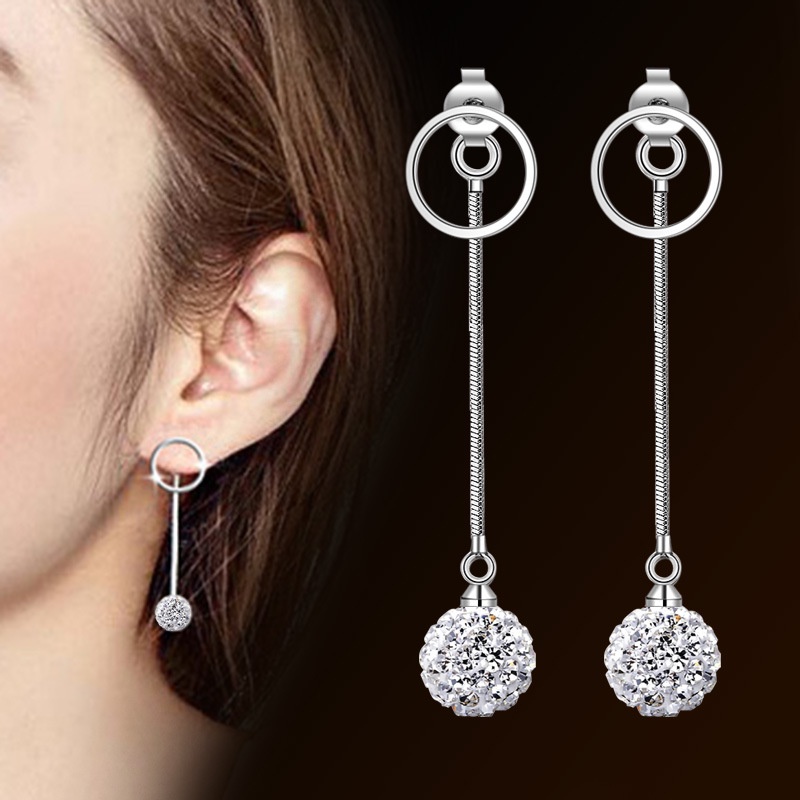 Anting Perak 925 Wanita Bulat Anting-Anting Mutiara Perhiasan Fashion