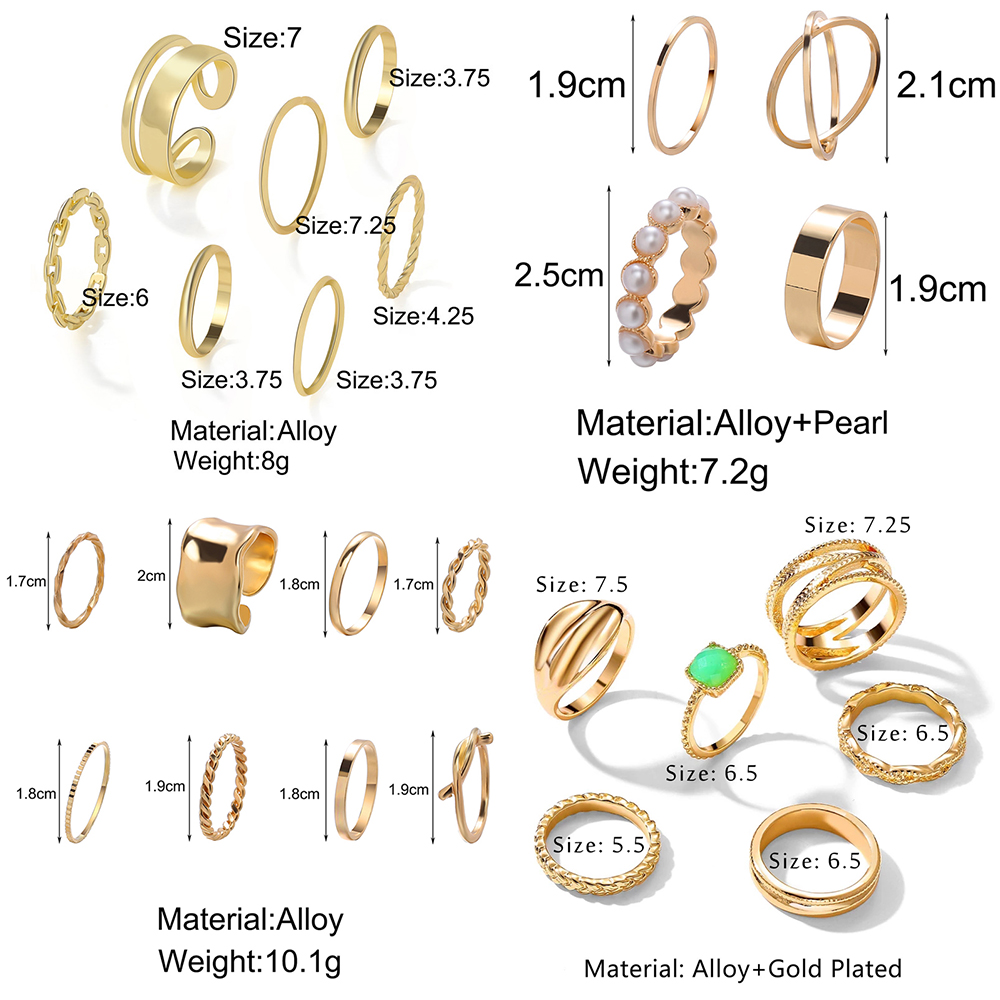 Hi/ Gold Fashion Ring Set Elegant Luxury Simple Geometry Jewerly Women Fashion Accessories Gift