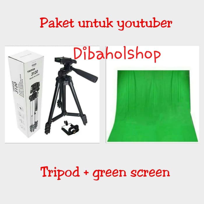 Promo kain green screen plus tripod 3120 Berkualitas