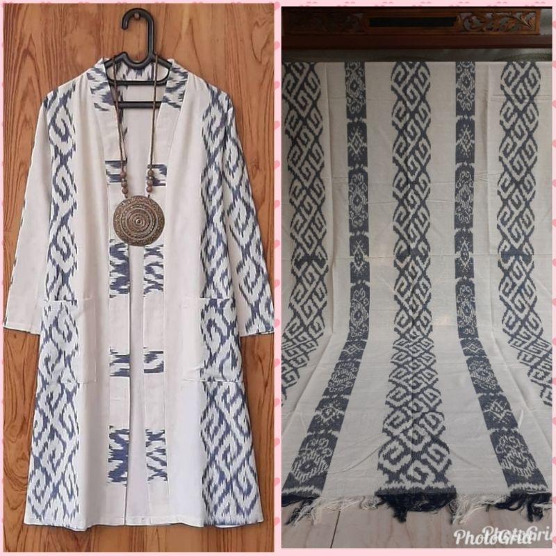 outer tenun Troso putih tulang