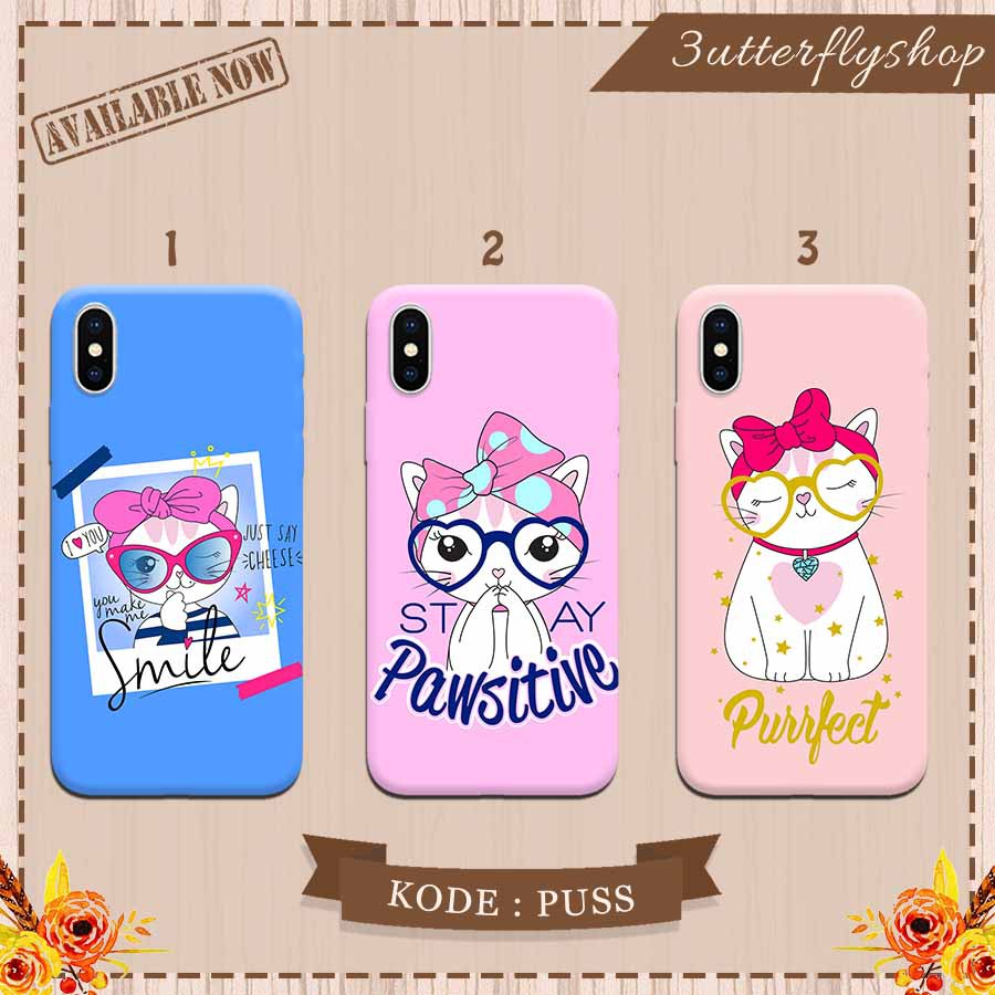 Sweet Pinky cat casing case Oppo Vivo Realme Redmi Xiaomi Samsung Iphone