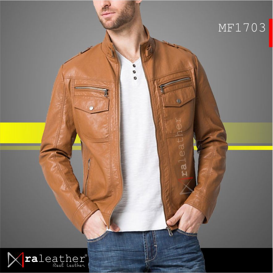 Jaket Kulit Pria RA Leather Original 100% Kulit Domba Asli Garut - MF1703
