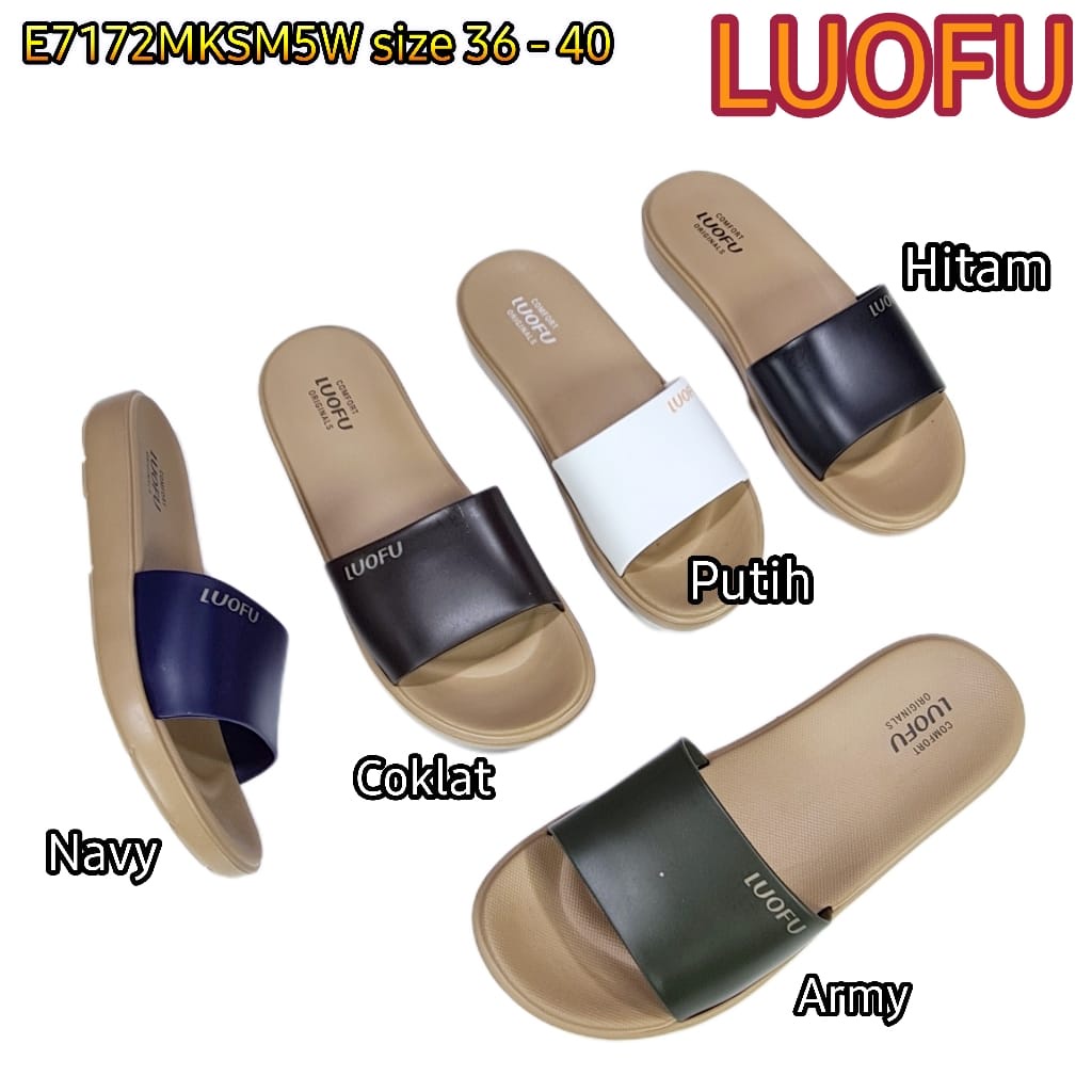 LUOFU ORIGINAL jelly sandal karet empuk murah selop wanita sendal slide kokop cewek import E7172MKSM5W