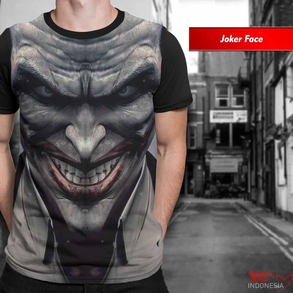 Kaos Print 3D Superhero Limited Joker Face -Grosir Kaos 3D