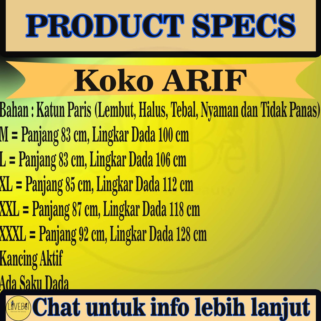 LVB Koko Kurta Pakistan ARIF / Baju Koko Pria/ Baju Muslimin /Atasan Muslim Pria / Uk.M-L-XL-XXL-3XL