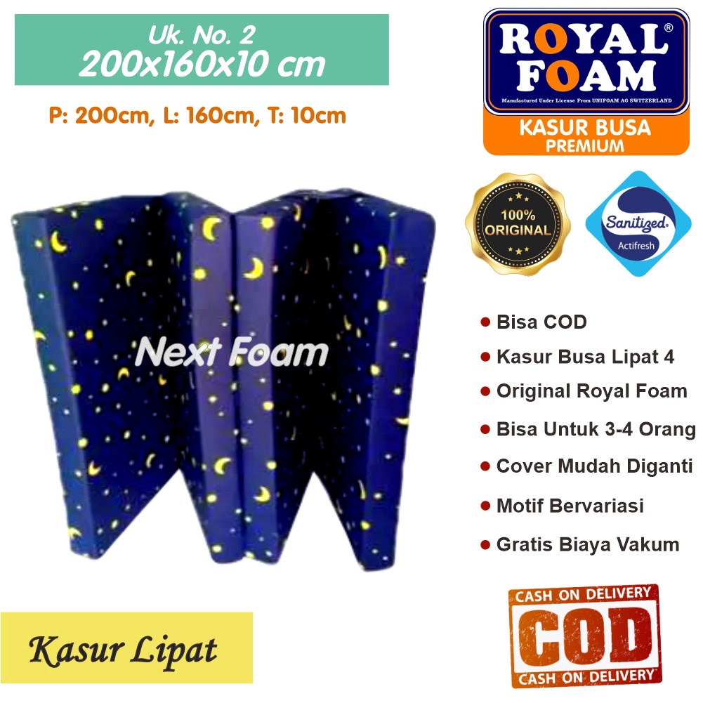 Kasur Busa Lipat Royal Foam Ukuran No 2 200x160x10 cm Tebal 10 cm D16 ORIGINAL