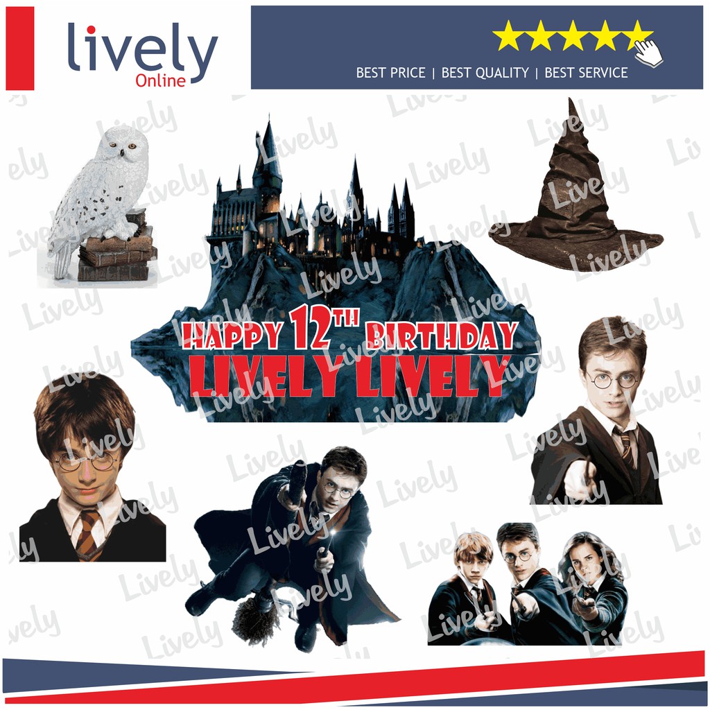 CUSTOM NAMA HIASAN KUE ULANG TAHUN KARAKTER HARRY POTTER 01 CAKE TOPPER HAPPY BIRTHDAY