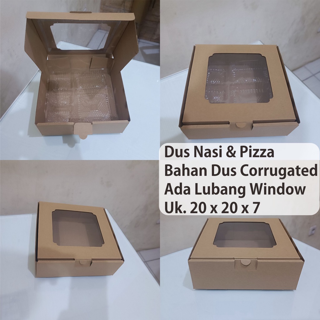 Dus E Flute ( Corrugated ) Uk. 20 x 20 x 7 Dus Pizza ,Ada Lubang Mika, dll ( Isi 50 Biji )