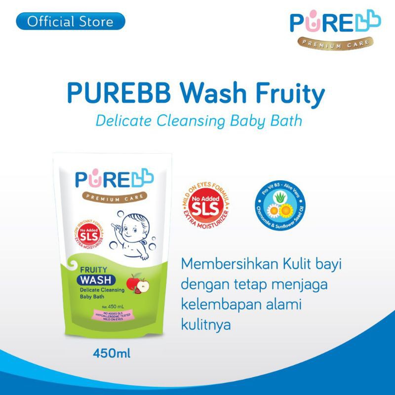 PureBB Pure Bb Baby Shampoo Refill 450ml Freshy/Fruity Shampo Bayi