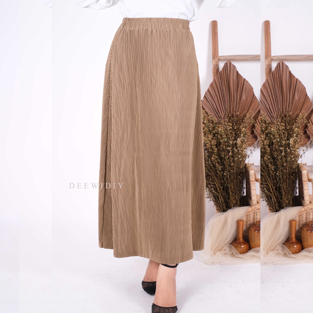ROK KERJA WANITA / ROK A-LINE PLISKET LIDI / BISA UNTUK FORMAL CASUAL / NESA PLEATS SKIRT DEEWIDIY-MILO