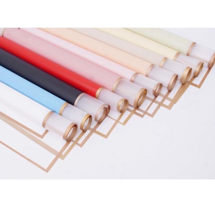 

*5 LEMBAR* Kertas Cellophane Kertas Buket Bunga (Transparent Gold Frame) Flower Wrapping Paper Celophane / Chellophane Murah untuk Snack Uang ㅠ