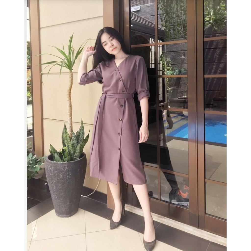 *[NSFK] Dress Ichiko / Dres Terbaru Murah / Baju Dress Korea / Pakaian Wanita Korea / Dress polos