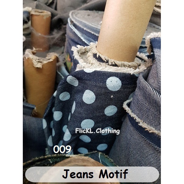 Bahan Kain Jeans Denim Motif Corak Cotton Katun Wanita Celana Pants