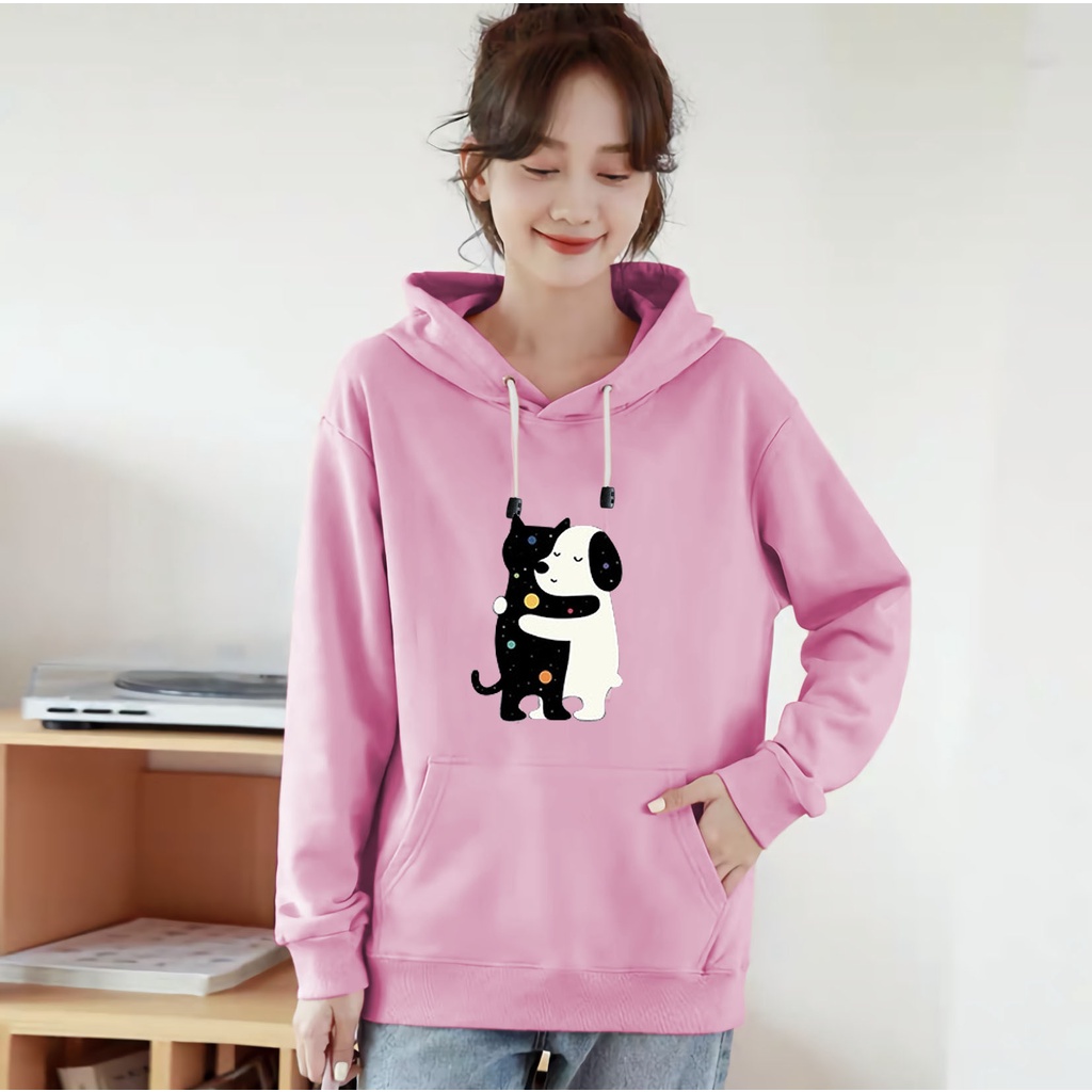 Lilipop.id Sweater Wanita Cat Dog Hoodie Jumper