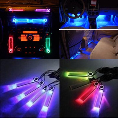 4 in 1 Lampu LED Akrilik Warna Hias Interior Mobil Plug n Play Colokan Rokok 12V