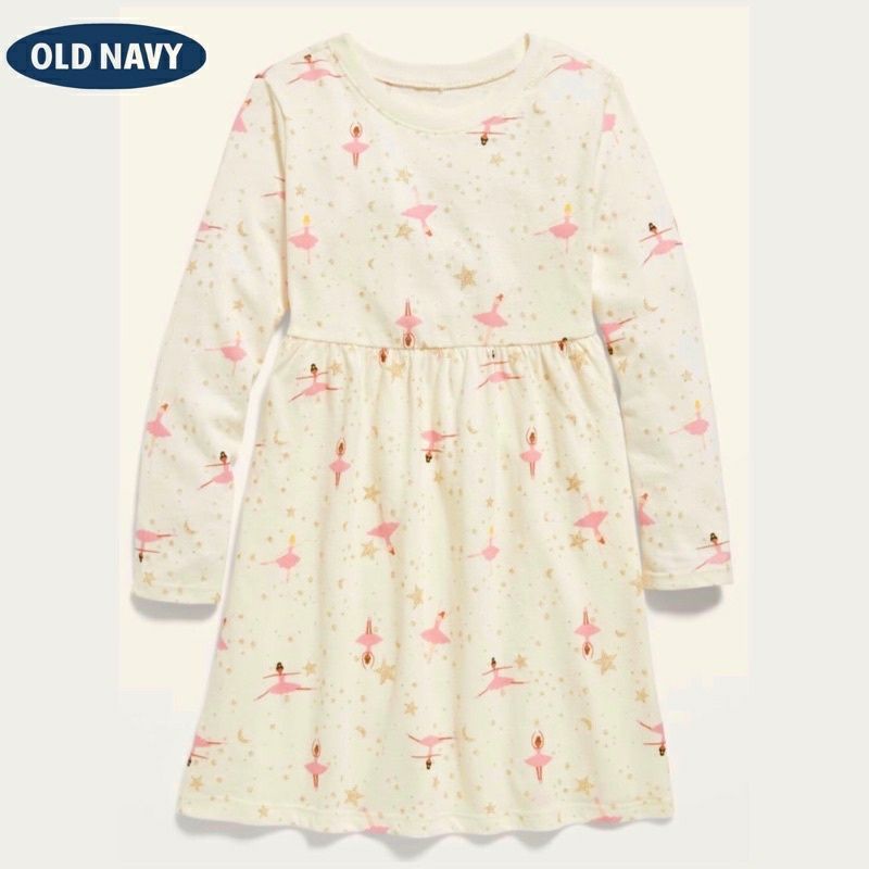 Dress Katun Anak Motif Oldnavy Lengan Panjang Old navy