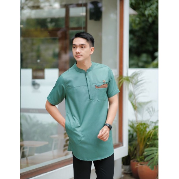 LUTHFI KURTA HEDLONG LENGAN PENDEK WARNA MINT /LILAC