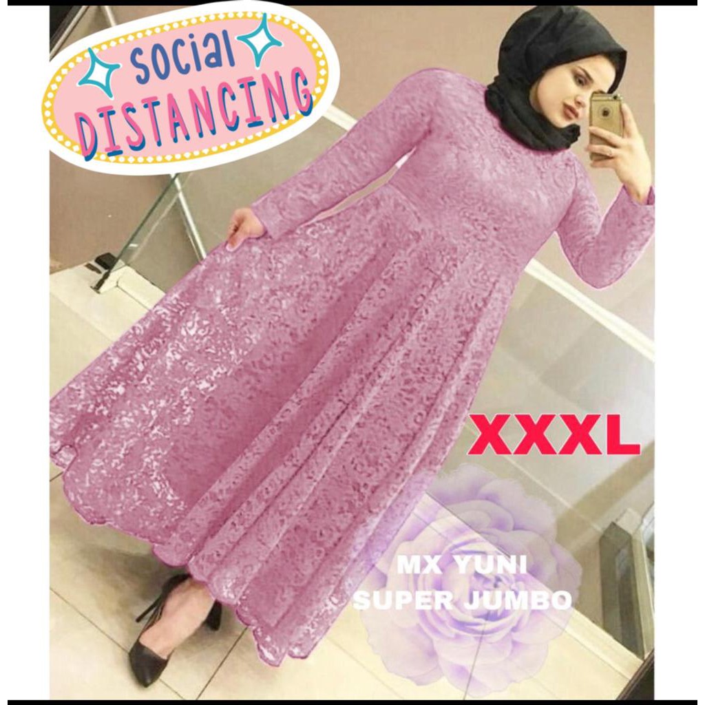 (PASTI REALPIC) GAMIS YUNI SUPER JUMBO XXXL BUSUI BIGSIZE MAXI DRESS MUSLIM BRUKAT TULANG TIMBUL