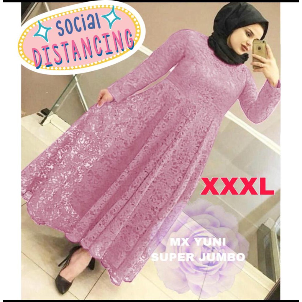 (JAMIN REALPICT) GAMIS YUNI SUPER JUMBO XXXL BUSUI BIGSIZE MAXI DRESS MUSLIM BRUKAT TULANG TIMBUL