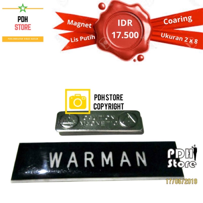 

Name Tag / Papan Nama Dada Coating 2x8 cm - Magnet