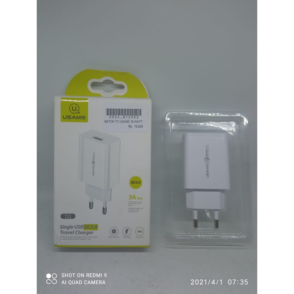 KEPALA CHARGER USAMS 18W REAL