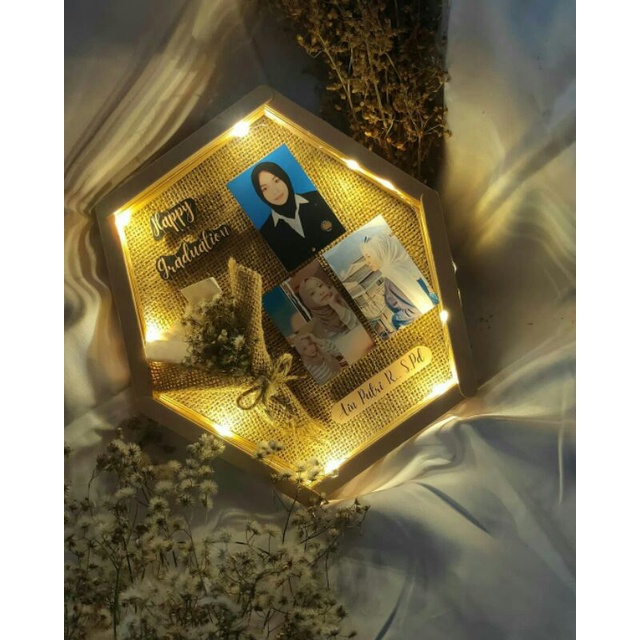 Hexa Frame/ Hexa Flower in Frame/ Kado unik/ Kerajinan Stik Es Krim/ Hexa Stik / Kado Rustic