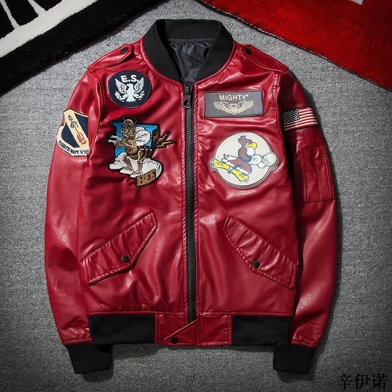 winter jackets with red patch