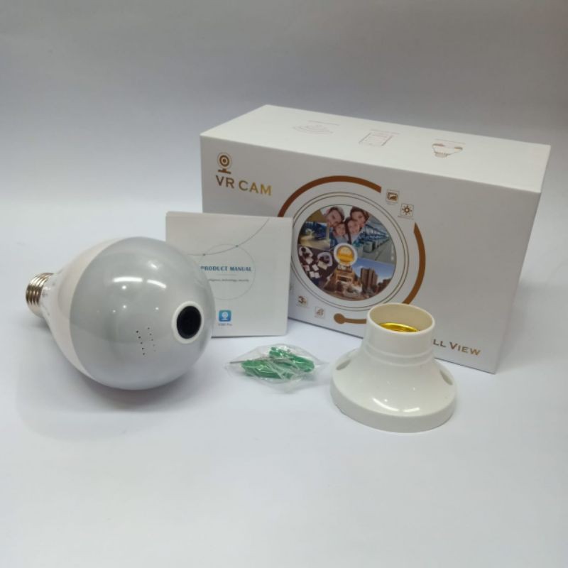 IP Camera CCTV Bulb WiFi Panoramic V380 Lampu Bohlam VR Spy Cam Owlcam