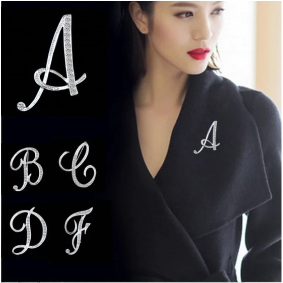 OVERFLOWS.ID Bros Huruf Alfabeth Tuspin Hijab Bross Nama Jilbab A-Z Warna Silver