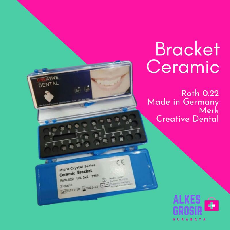 Bracket Ceramic Roth 022 3With Hook Bening Creative Dental Behel Gigi Ortho Keramik Transparan Murah
