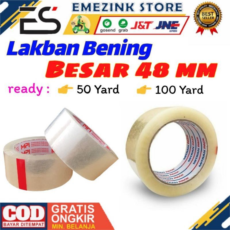 

LBB | lakban bening besar 2 inch 48 mm 50 dan 100 yard | ZT