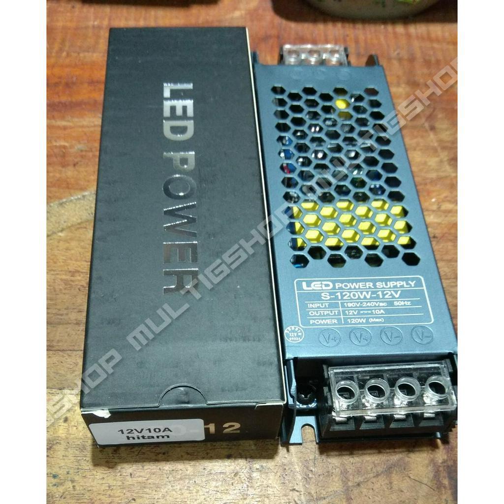 LED Power Supply Switching 12V 10A Body Slim - Hitam