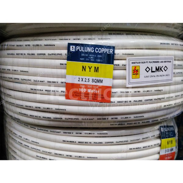 Kabel Listrik NYM 2x2.5mm2 PULUNG ( 2x2.5mm 2x2,5 2x2.5 mm 2 x 2.5 mm2 )