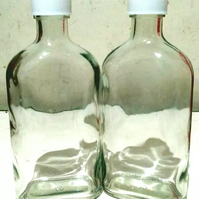 BOTOL KACA PIPIH BARU/GEPENG 250ML BARU TUTUP ULIR & DISPENSER
