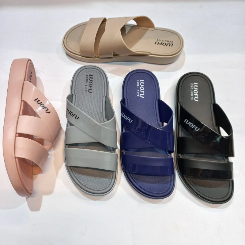 LUOFU E 7185 -E16 SIZE 36-40 ORIGINAL l Sandal Selop jelly wanita l Sendal kokop cewek impor