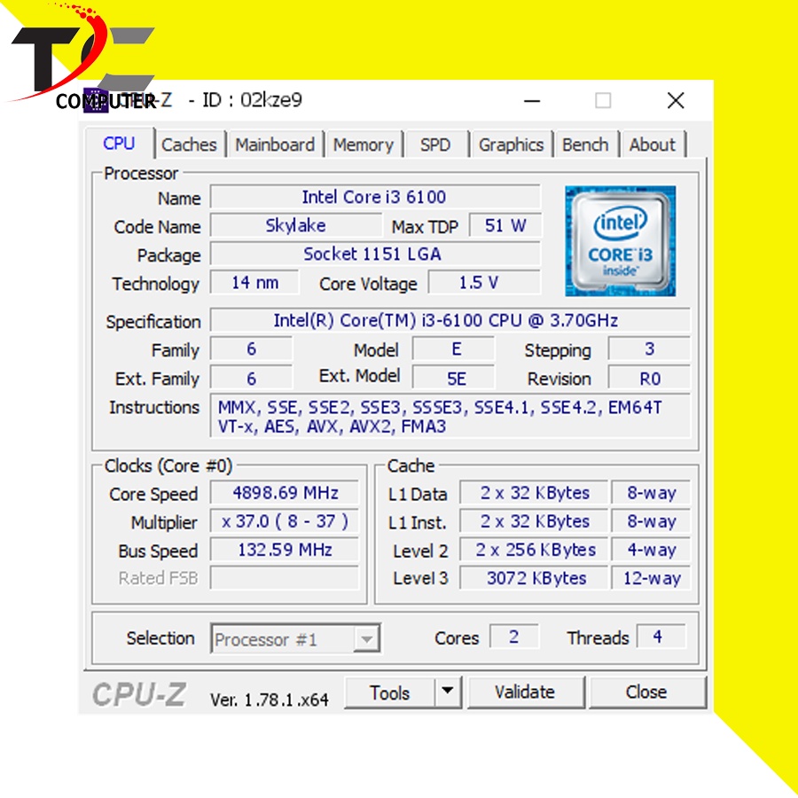 Processor Intel® Core™ i3-6100 dan FAN INTEL