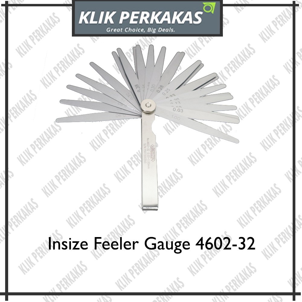 INSIZE 4602-32 FEELER GAUGE GAGE 32 PCS 0.03-1.0MM - PENGUKUR KETEBALAN