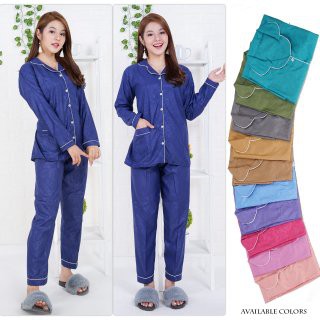 ISANNY PIYAMA SET PP SIZE.L/SATEN EMBOS PP/BAJU TIDUR/READY STOK/REAL PICT