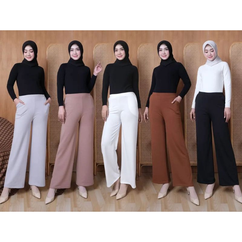 Kulot panjang bahan cranpe Basic Cullotes Crepe Pants Celana Kulot Crepe jumbo