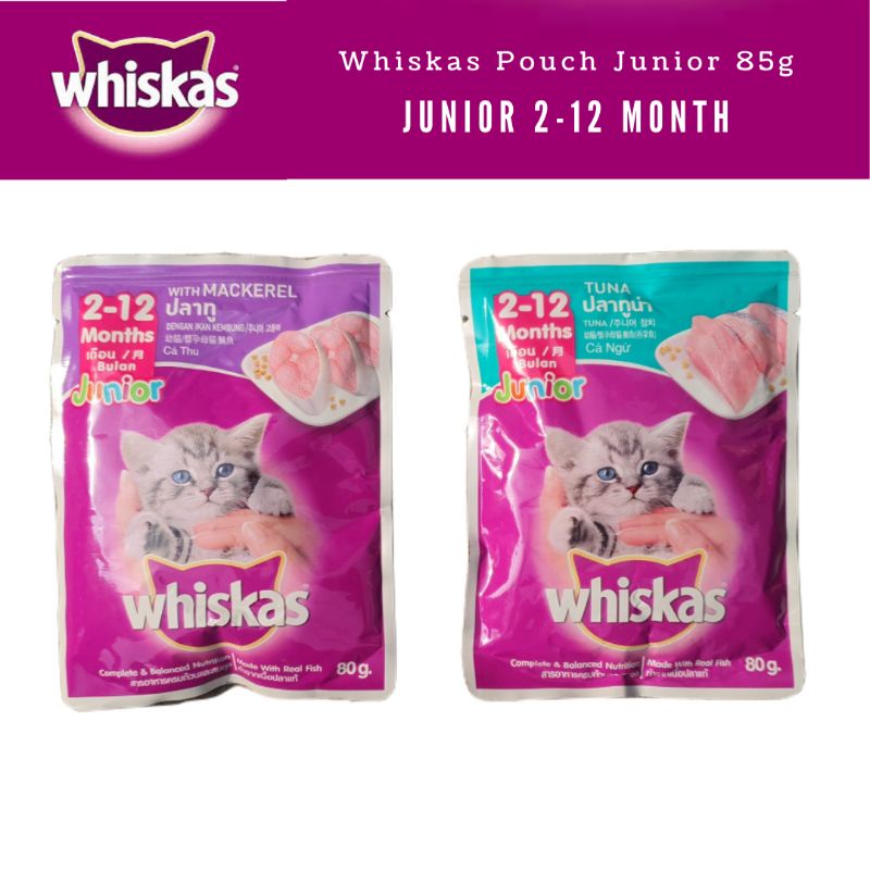 Jual Whiskas Pouch Junior 80gr Makanan Basah Kitten usia 2 bulan