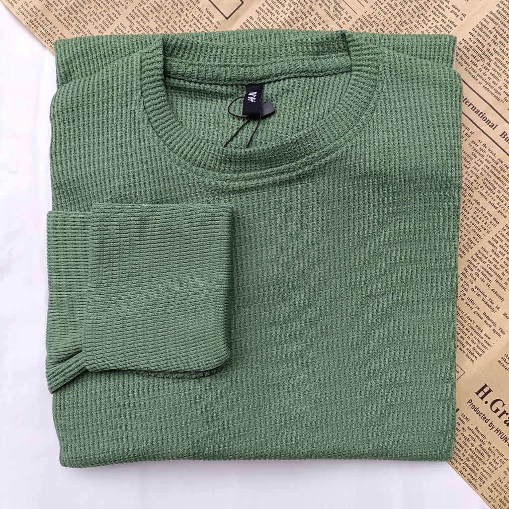 PART II Kaos Rib Premium / Kaos Grosir / Kaos Rib Premium Tebal / Kaos Lengan Panjang Termurah-Kelly green WAFER