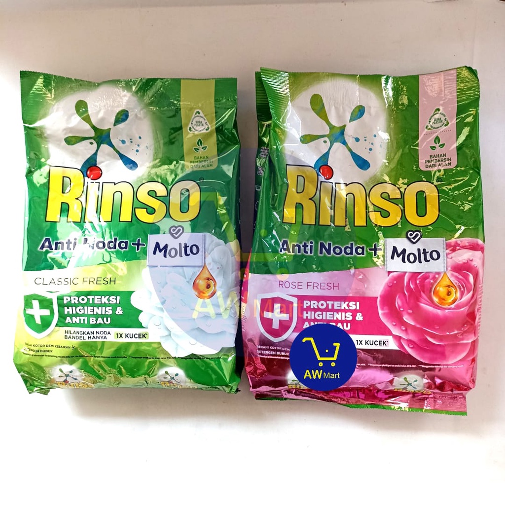 RINSO BUBUK ANTI NODA + MOLTO X 770 GRAM - ROSE FRESH