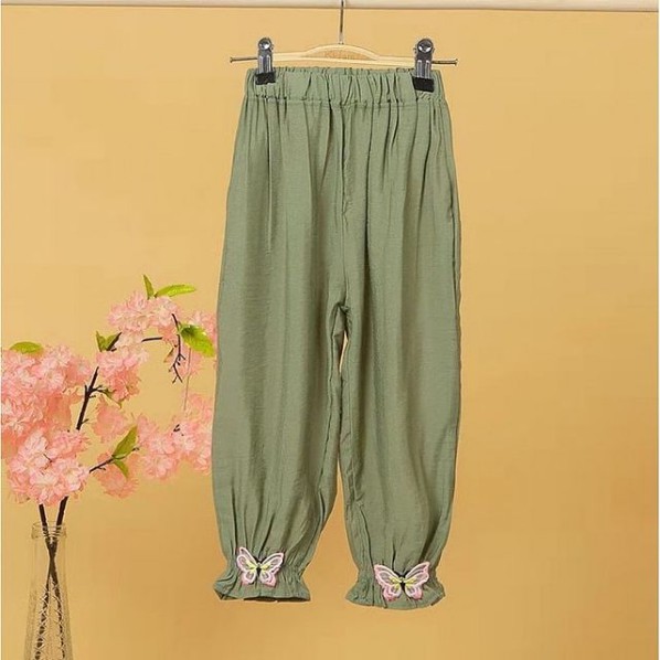 Olive Pants Kids Army Jogger Harem Celana Panjang Anak Perempuan Kupu-kupu Hijau Korean Style Import