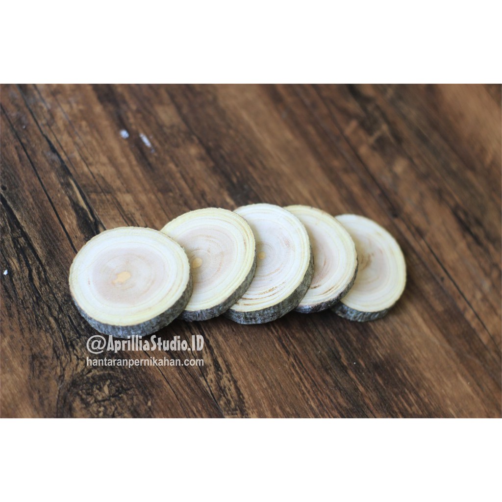 Potongan Kayu | Talenan Kayu | Slice Wood S 3-5 CM Bahan Kerajinan Untuk Dekorasi Craft Bebas Jamur Dan Kutu
