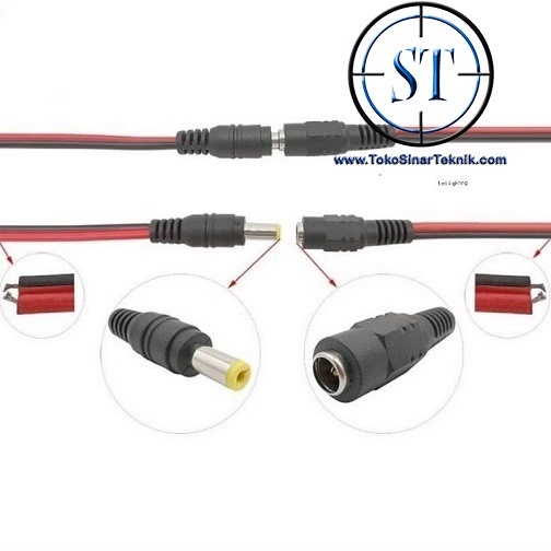 kabel Power Dc Male / Female Jack 2.1x5.5mm Wire Connector Colokan Cable CCTV DC Buntung DIY Adaptor