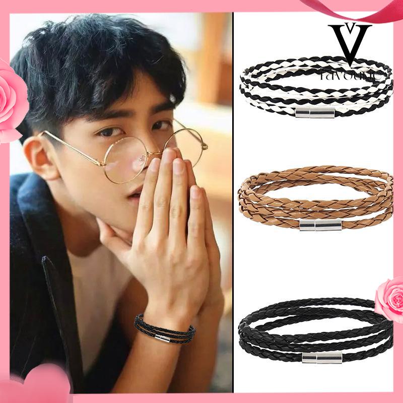 [COD]Multilayer Braided Twist Bracelet Gelang Tali Kulit-FA