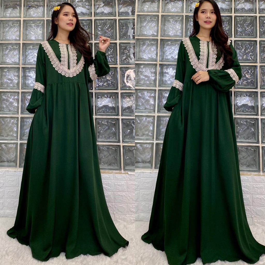 See Om Shopee, Gamis Katun Rayon TWILL Renda Polos Premium( baca deskripsi)